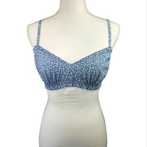 & Other Stories NWT Frill Edge Bikini Top in Blue Spot Print Size Medium